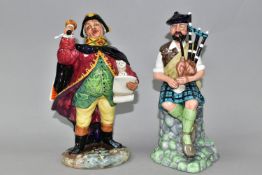 TWO ROYAL DOULTON FIGURINES, comprising Town Crier HN2119 and The Piper HN2907, height of tallest