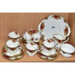 A TWENTY ONE PIECE ROYAL ALBERT OLD COUNTRY ROSES PART TEA SET, comprising a cream jug, a sugar