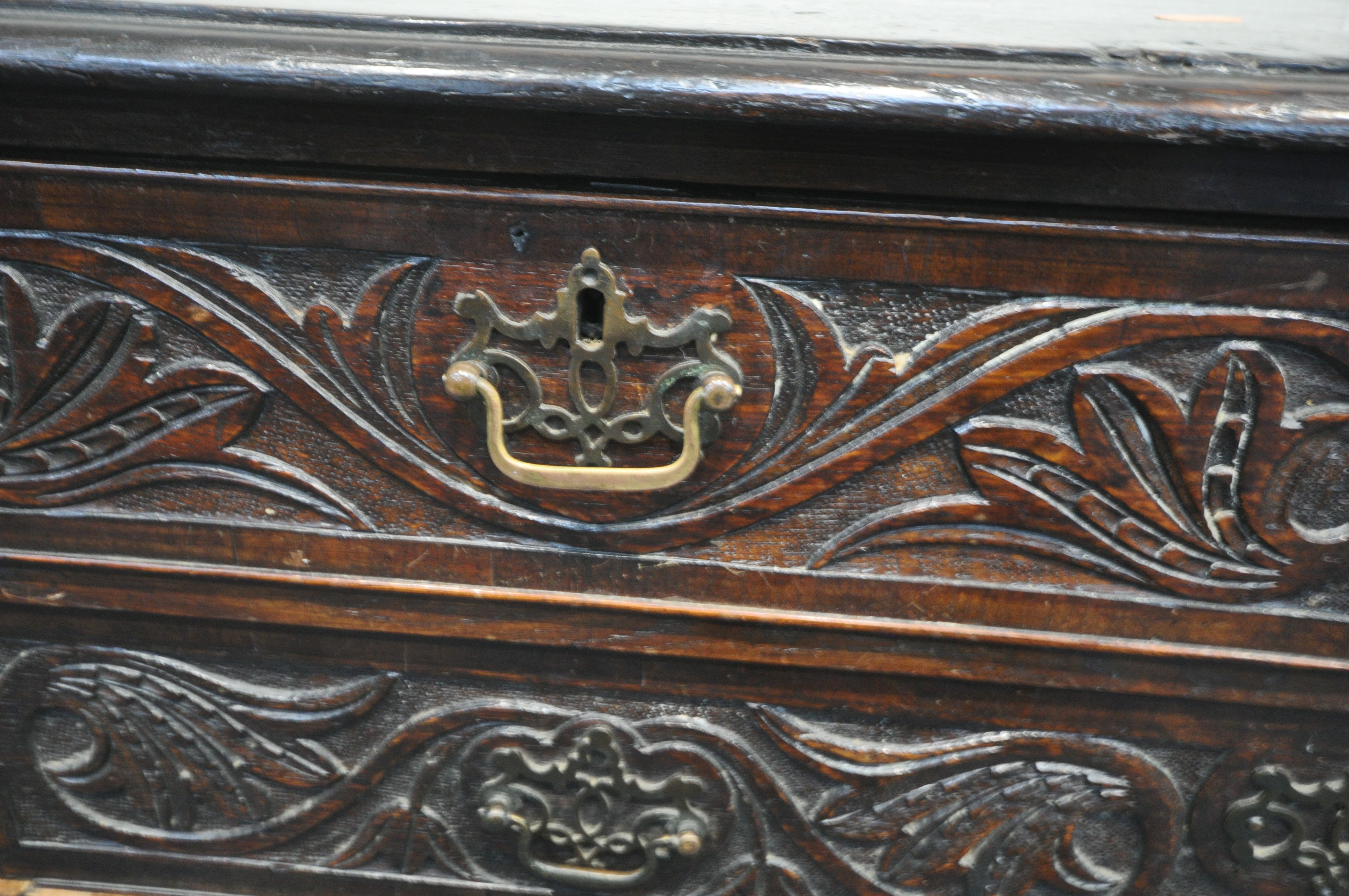 A GEORGIAN AND LATER SOLID OAK CHEST OF TWO SHORT OVER THREE LONG GRADUATED DRAWERS, the drawers - Image 4 of 7