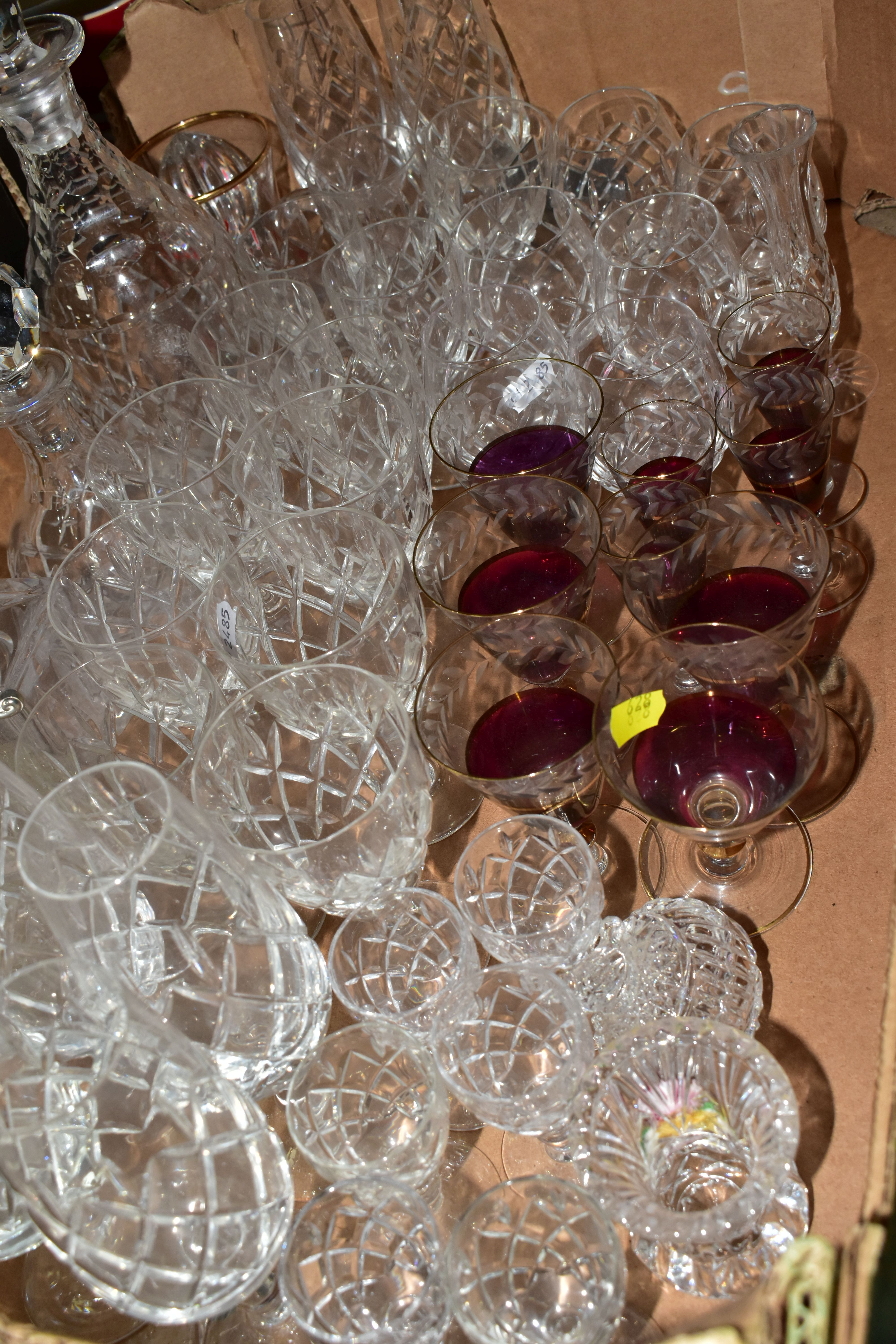 TWO BOXES OF CUT CRYSTAL AND CERAMICS, to include a set of Webb Corbett wine glasses, decanter and - Image 4 of 5