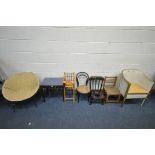 A SELECTION OF CHAIRS/STOOLS, to include a sputnik satellite chair, a mahogany stool, a bentwood