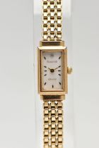A 9CT GOLD 'ACCURIST' WRISTWATCH, quartz movement, rectangular mother of pearl dial, signed '