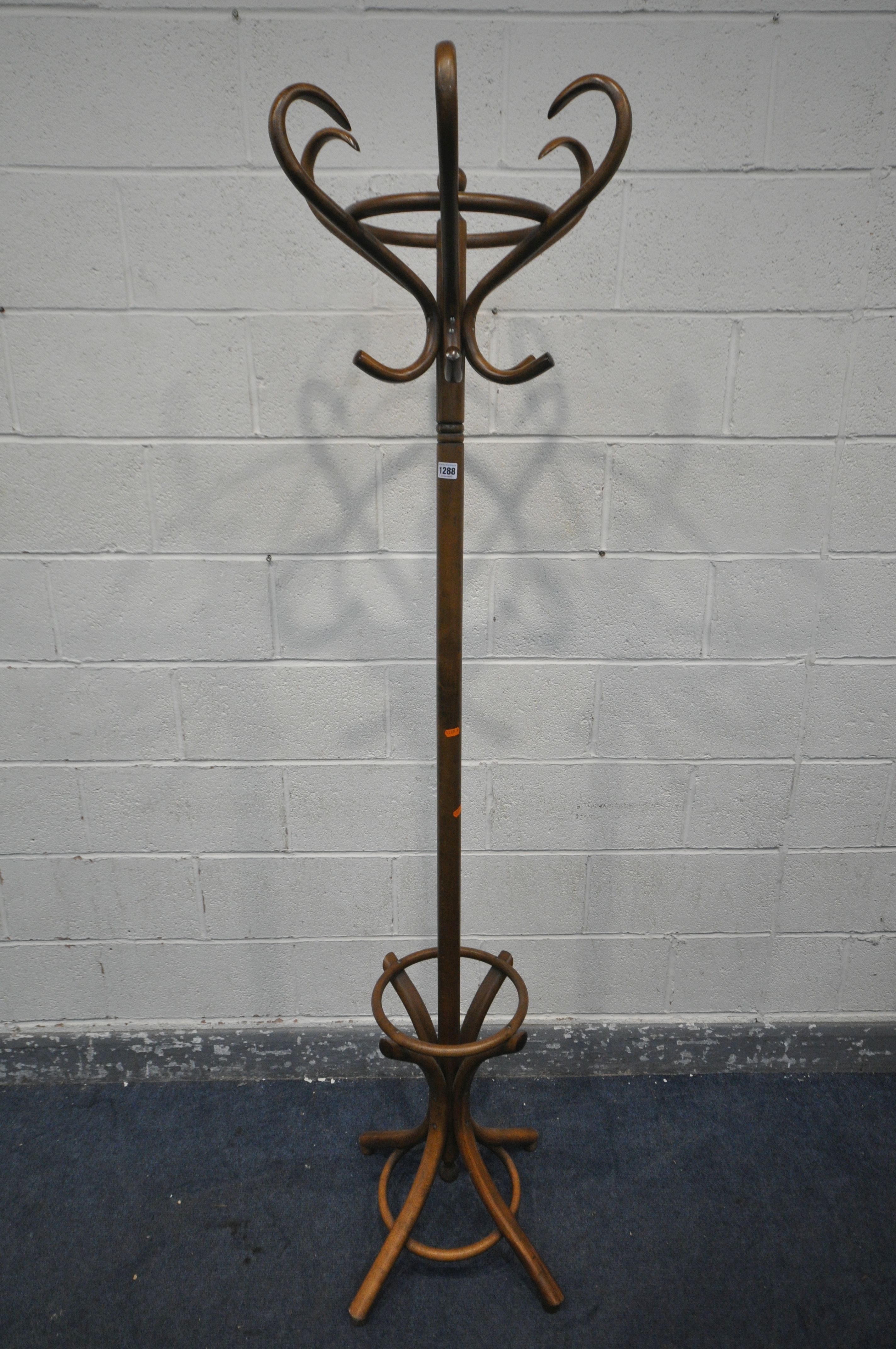 A MODERN BEECH BENTWOOD HAT STAND, height 195cm