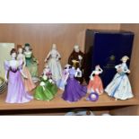 ELEVEN FIGURINES, comprising a boxed Royal Worcester Summers Day, Coalport: Holy Friar, Prudence (