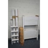 A WHITE PAINTED CHILDS BUNK BED, side ladders, slats and bolts all present (condition - sings of