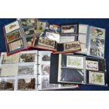 POSTCARDS, one box containing approximately 500 postcards in seven albums, featuring sentimental,