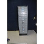 A BISLEY FIFTEEN DRAWER FILE CABINET in grey width 28cm x depth 44cm x height 94cm