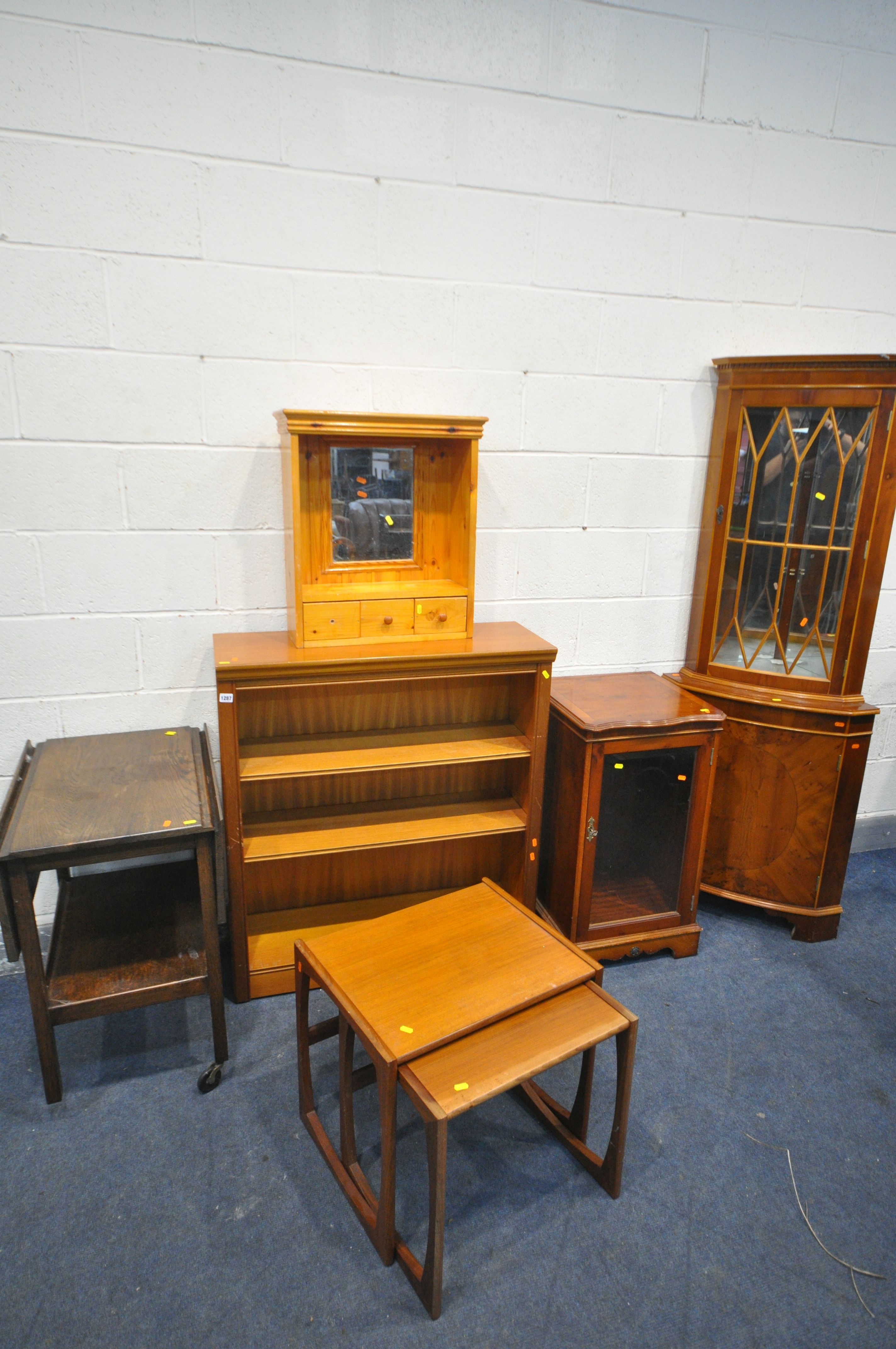 A SELECTION OF OCCASIONAL FURNITURE, to include a G plan Quadrille teak nest of two tables (