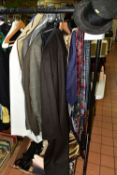 A COLLECTION OF GENTLEMEN'S CLOTHING, to include a quantity of 1980/1990's neck ties, a Baumler grey
