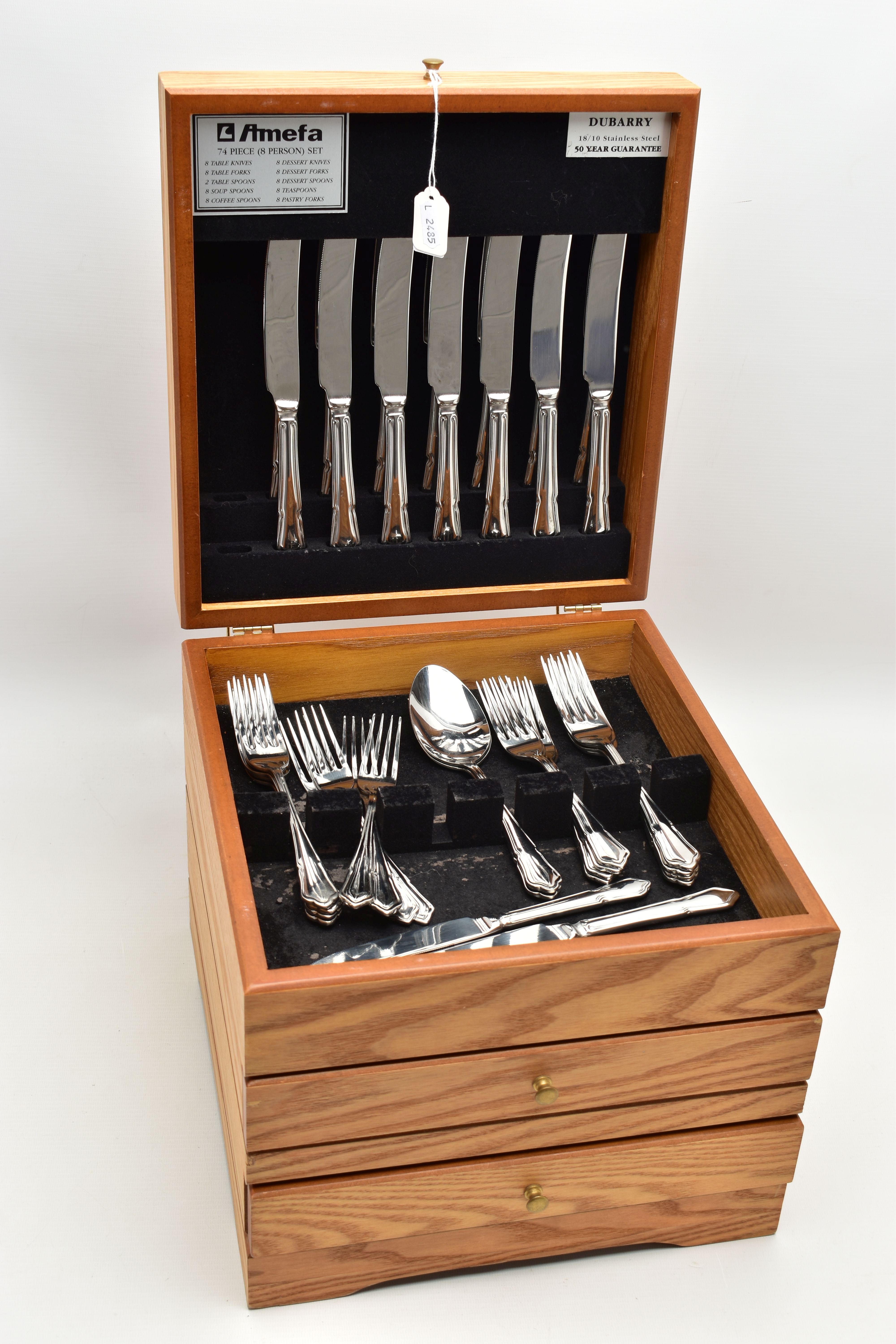 A 'AMEFA' CANTEEN, a complete seventy eight piece stainless steel canteen set, containing eight