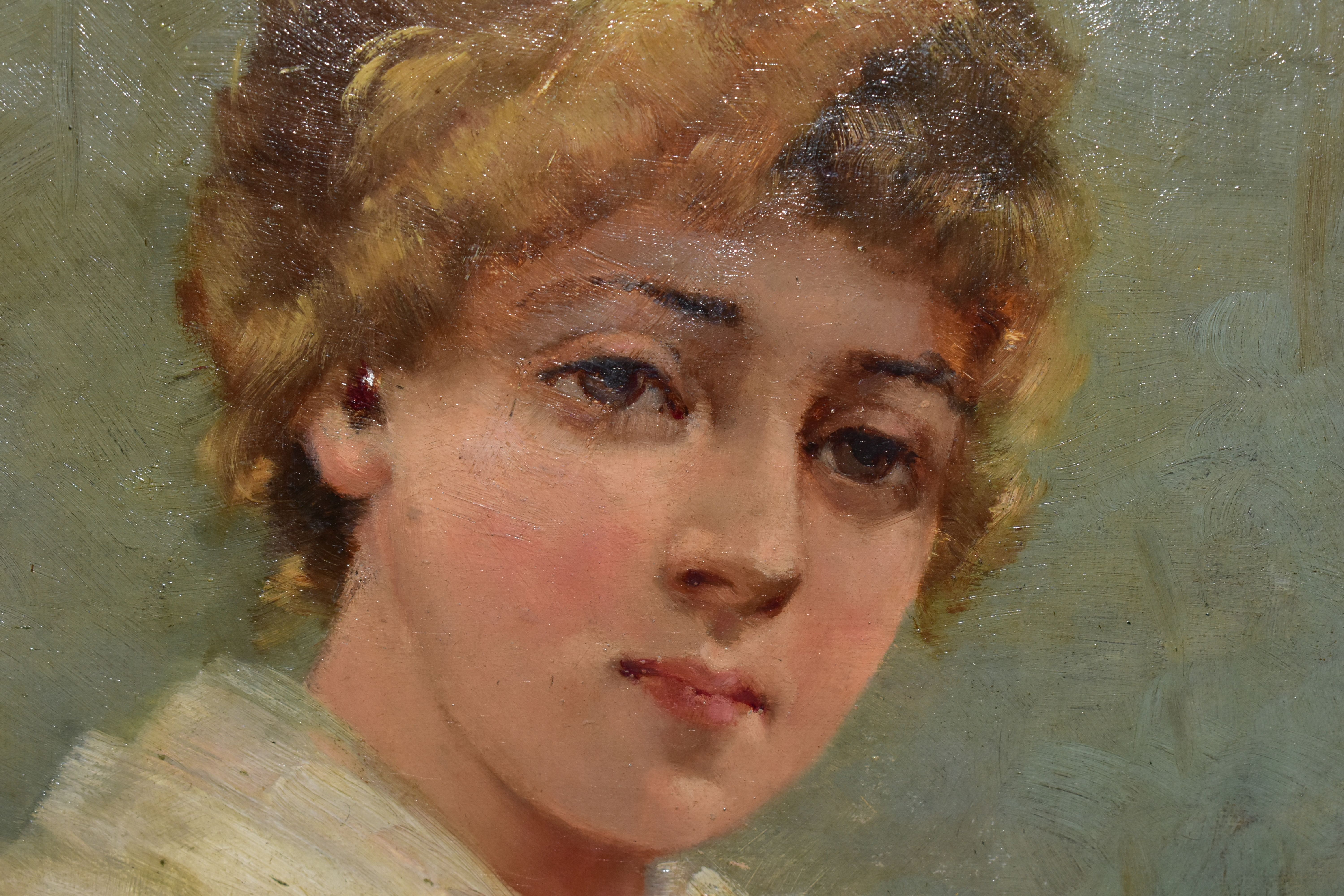 M. GILBERT (19TH / 20TH CENTURY) A LATE VICTORIAN / EARLY EDWARDIAN PORTRAIT OF A FEMALE FIGURE, the - Image 5 of 5