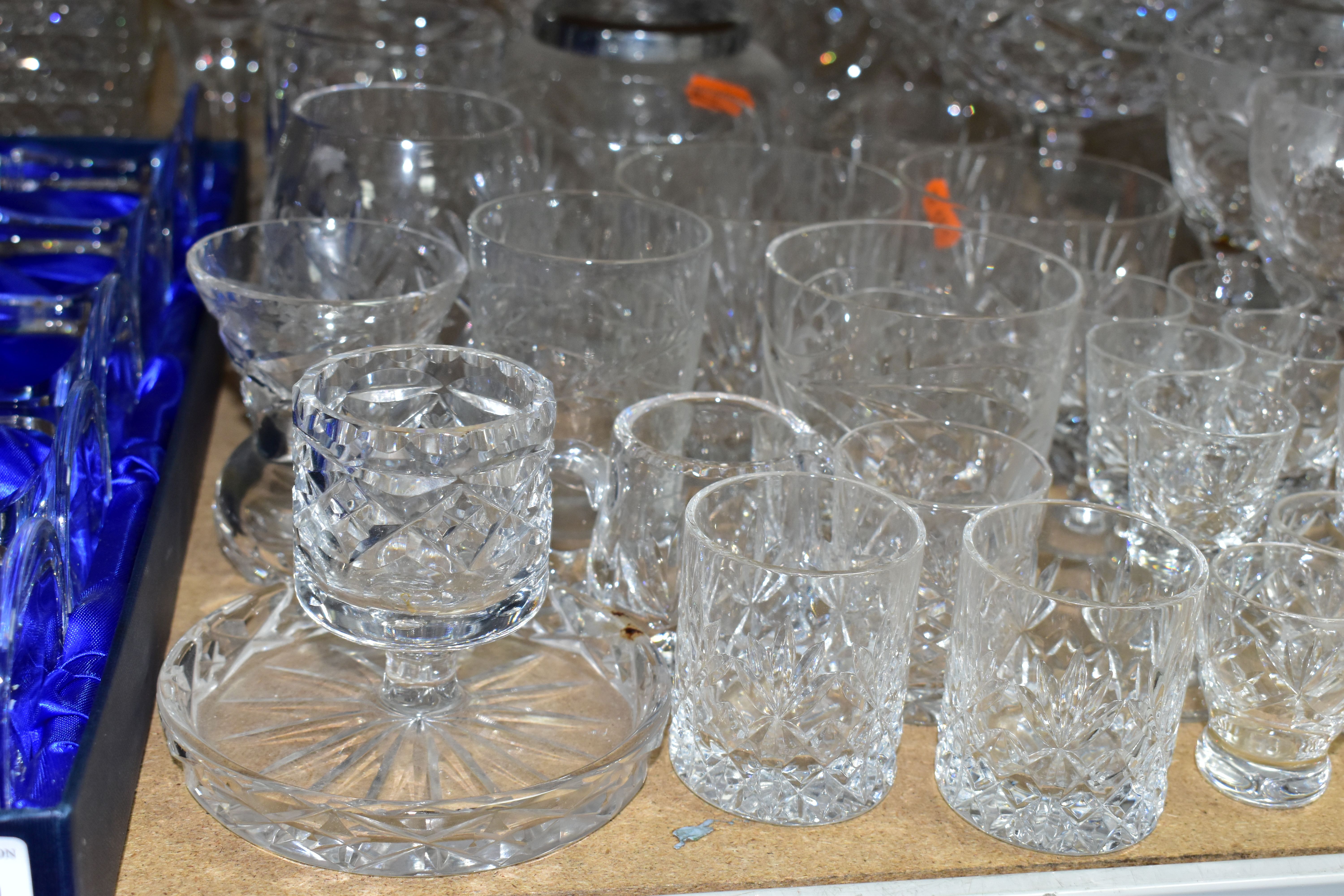 A QUANTITY OF CUT GLASS ITEMS ETC, to include a John Walsh Walsh storage jar with lid, a pair of - Image 4 of 7