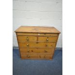 A VICTORIAN PINE CHEST OF TWO SHORT OVER THREE LONG DRAWERS, and a single long hidden drawer,