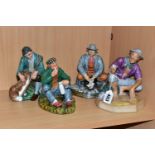 FOUR ROYAL DOULTON FIGURINES, comprising a matt Beachcomber HN2487 (fair condition, tip of shell