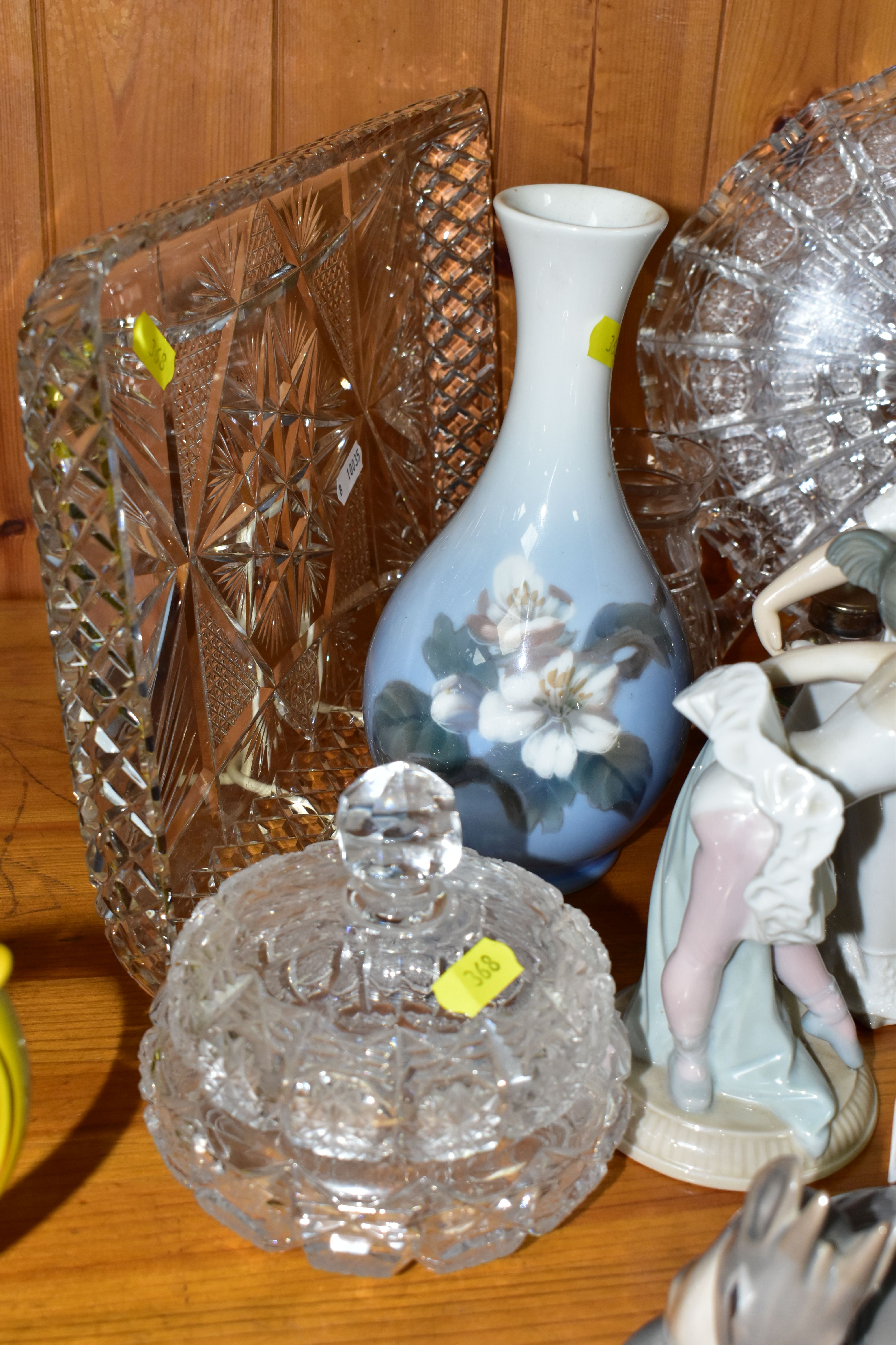 A GROUP OF BOHEMIAN 'QUEEN LACE' CUT GLASS, TWO LLADRO NAO SCULPTURES AND TWO ROYAL COPENHAGEN - Image 6 of 6