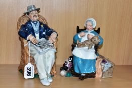 TWO ROYAL DOULTON FIGURINES, comprising Nanny HN2221, and Taking Things Easy HN2677, height of