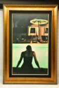 CARRIE GRABER (AMERICA 1975) A STUDY OF A FEMALE FIGURE SITTING AT A SWIMMING POOL, signed limited