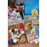 FOUR BOXES OF MCDONALDS HAPPY MEAL TOYS AND ADVERTISING ITEMS, to include sealed packs, incomplete