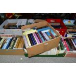 BOOKS, eight boxes containing a collection of approximately 210 titles in hardback and paperback