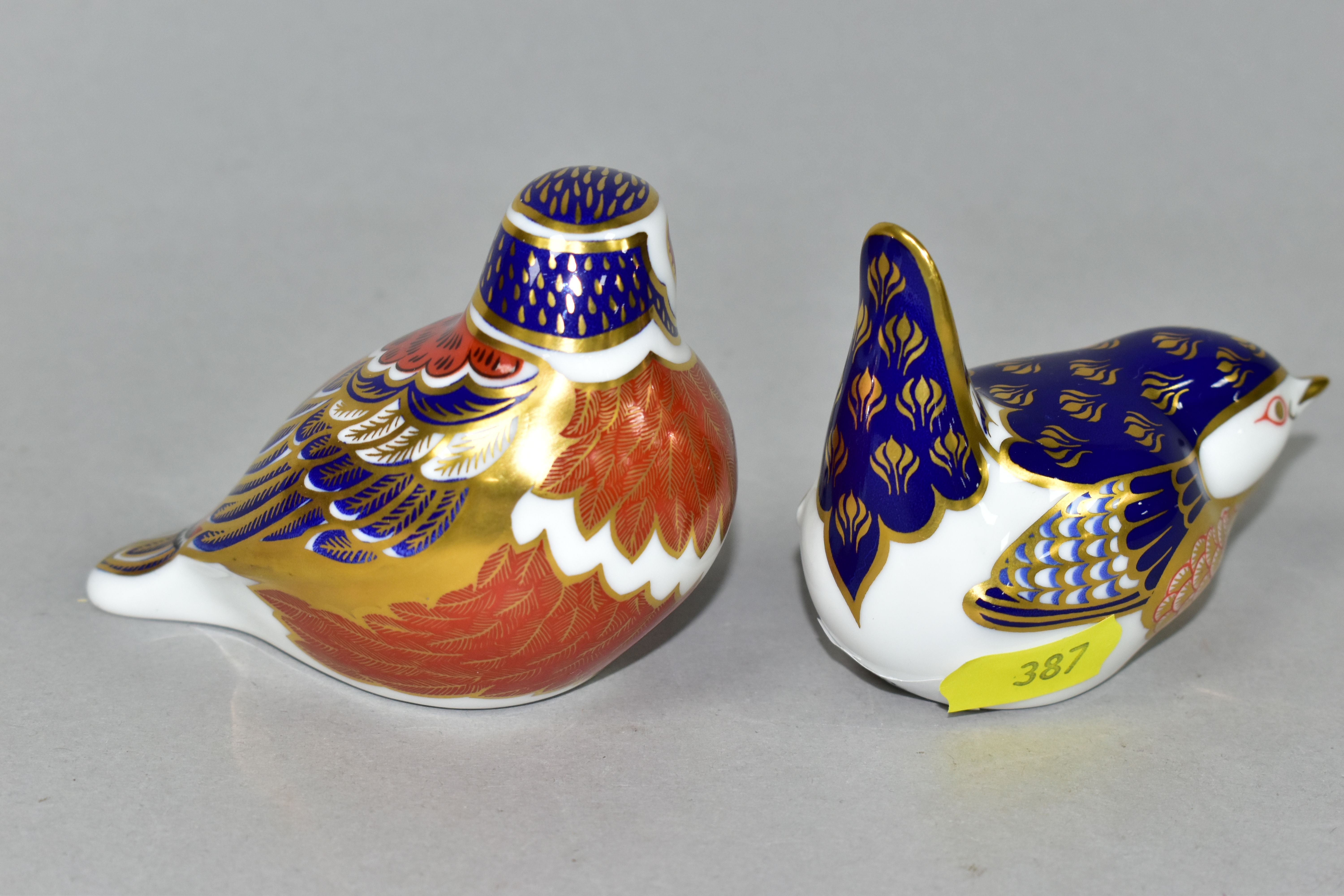 TWO ROYAL CROWN DERBY BIRD PAPERWEIGHTS, comprising a Chaffinch, and a Wren, each with a silver - Image 3 of 5