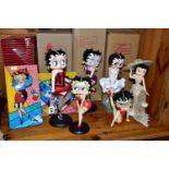 SIX KFS BETTY BOOP FIGURINES, comprising 'Can Can', height 33cm with box, 'Marylin- White Dress',