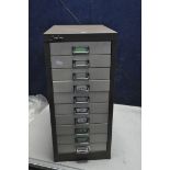 A SILVERLINE TEN DRAWER FILE CABINET width 28cm depth 41cm height 61cm