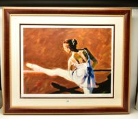 ALDO LUONGO (ARGENTINA 1940) 'AT THE BARRE', a signed limited edition print depicting a ballerina