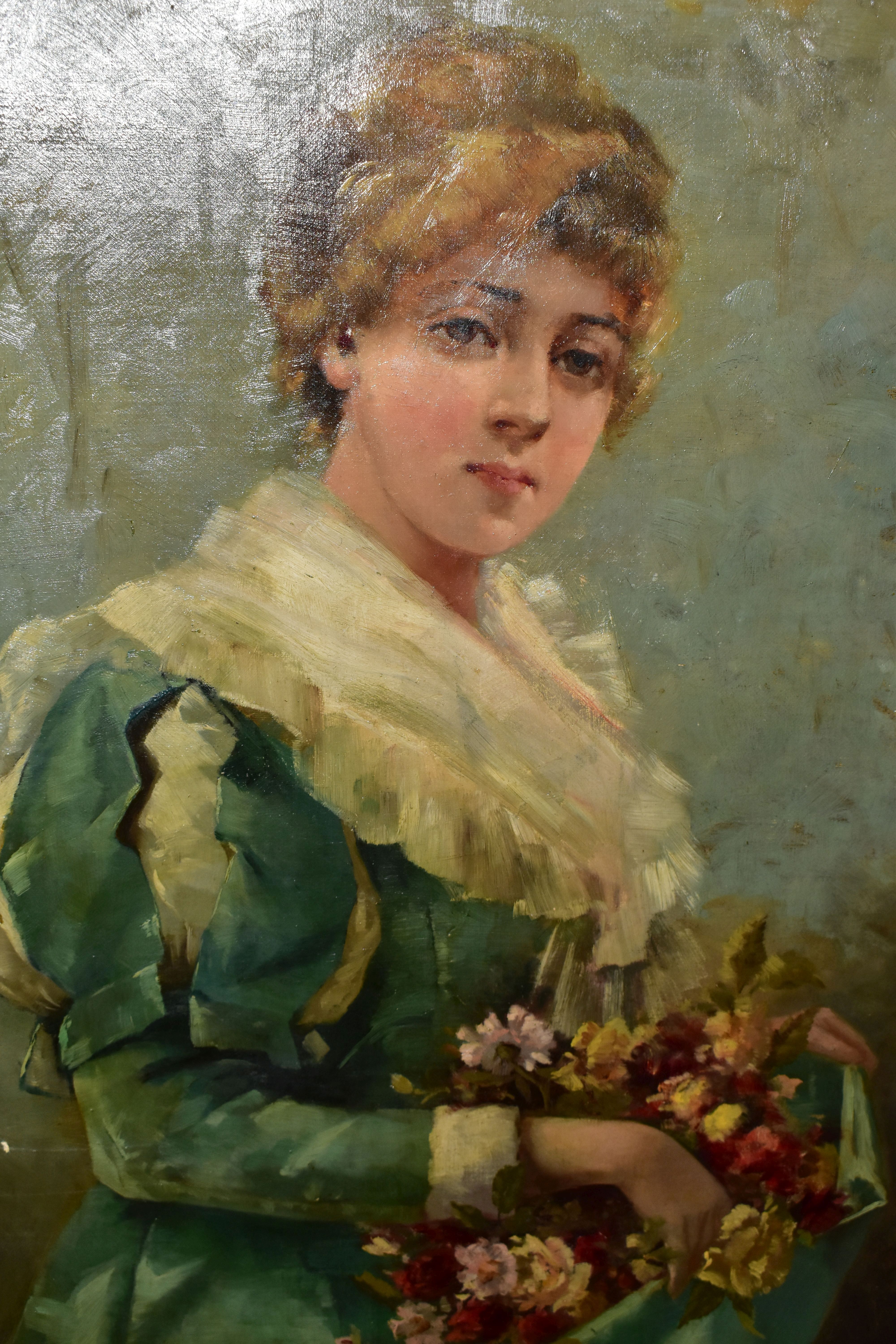 M. GILBERT (19TH / 20TH CENTURY) A LATE VICTORIAN / EARLY EDWARDIAN PORTRAIT OF A FEMALE FIGURE, the - Image 2 of 5