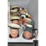 EIGHT LARGE ROYAL DOULTON CHARACTER JUGS, comprising Rip Van Winkle D6438 height 17cm, Henry VIII