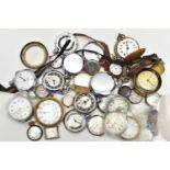 A BAG OF ASSORTED POCKET WATCHES AND WRISTWATCHES, various pocket watches, names to include '