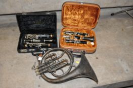 A W.BROWN AND SONS DEVON FRENCH HORN with silvered finish( tarnished) three valves, and 'prototype