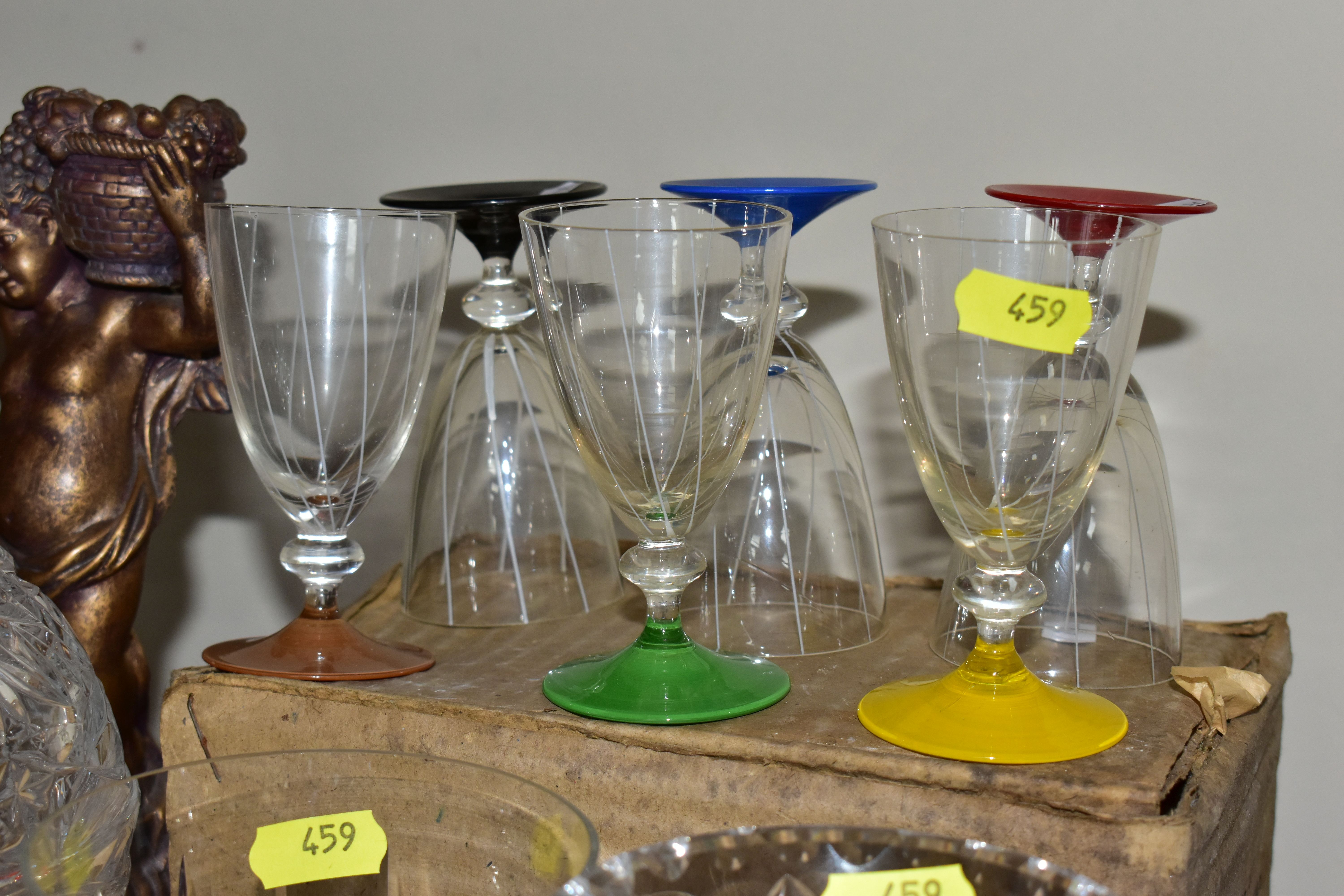 A SMALL QUANTITY OF ASSORTED DRINKING GLASSES AND OTHER GLASSWARE, AN AMIET BRIEFCASE AND A PAIR - Image 3 of 6