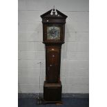 A WILLIAM WEST OF HELSTON, CORNWALL, A GEORGE III OAK AND MAHOGANY CROSSBANDED EIGHT DAY LONGCASE