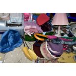 SIX BOXES AND LOOSE LADIES' FASHION ACCESSORIES AND HOMEWARES, to include ladies' hats in hat