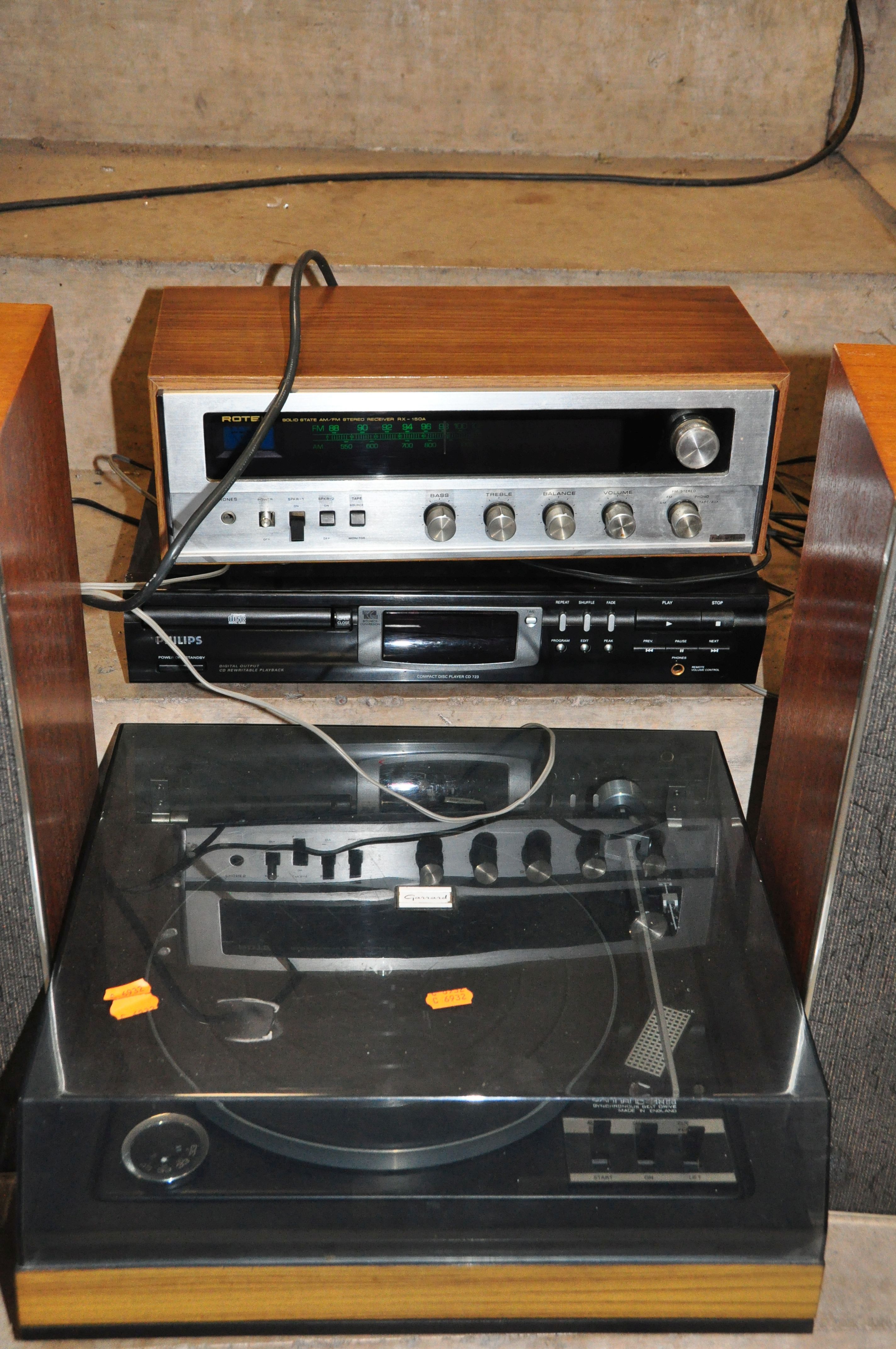 A ROTEL RX-150A VINTAGE STEREO RECEIVER with a walnut effect covering, a Garrard 86SB turntable, a - Image 2 of 4
