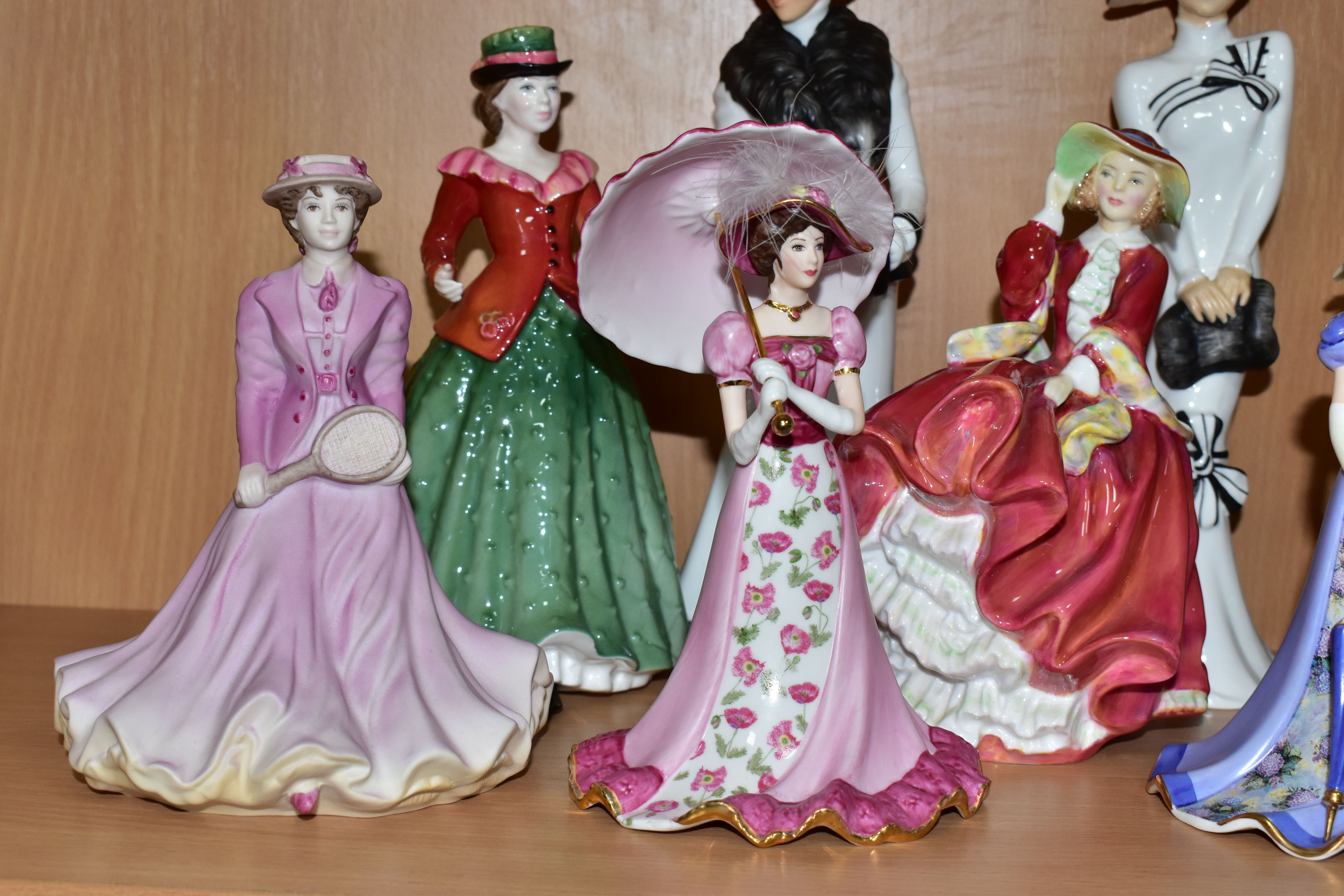 NINE FIGURINES, comprising a Wedgwood for Spink limited edition 'The Great Exhibition' figurine - Image 3 of 9