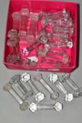 A BOX OF CUT CRYSTAL AND PRESSED GLASS KNIFE RESTS, to include fifteen matching pairs and five