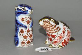TWO ROYAL CROWN DERBY PAPERWEIGHTS, comprising Chipmunk height 10.5cm, and Beaver height 7.5cm, each