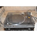 A TECHNICS SL-BD22D AUTOMATIC TURNTABLE SYSTEM in grey with smoked plexiglass lid and P34