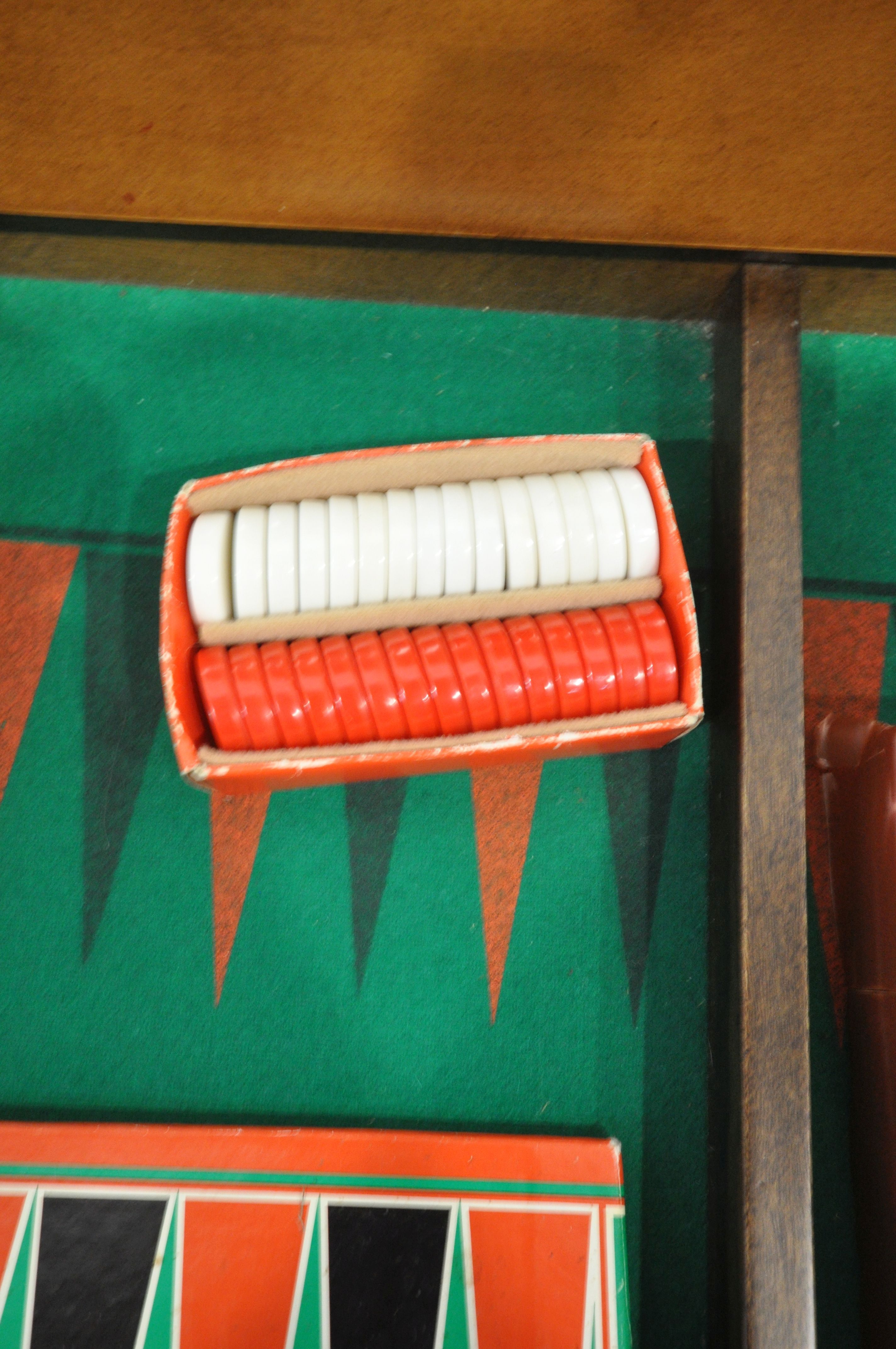 A MAHOGANY GAMES PLAYING TABLE, including chess and backgammon piece, 51cm cubed - Image 4 of 4