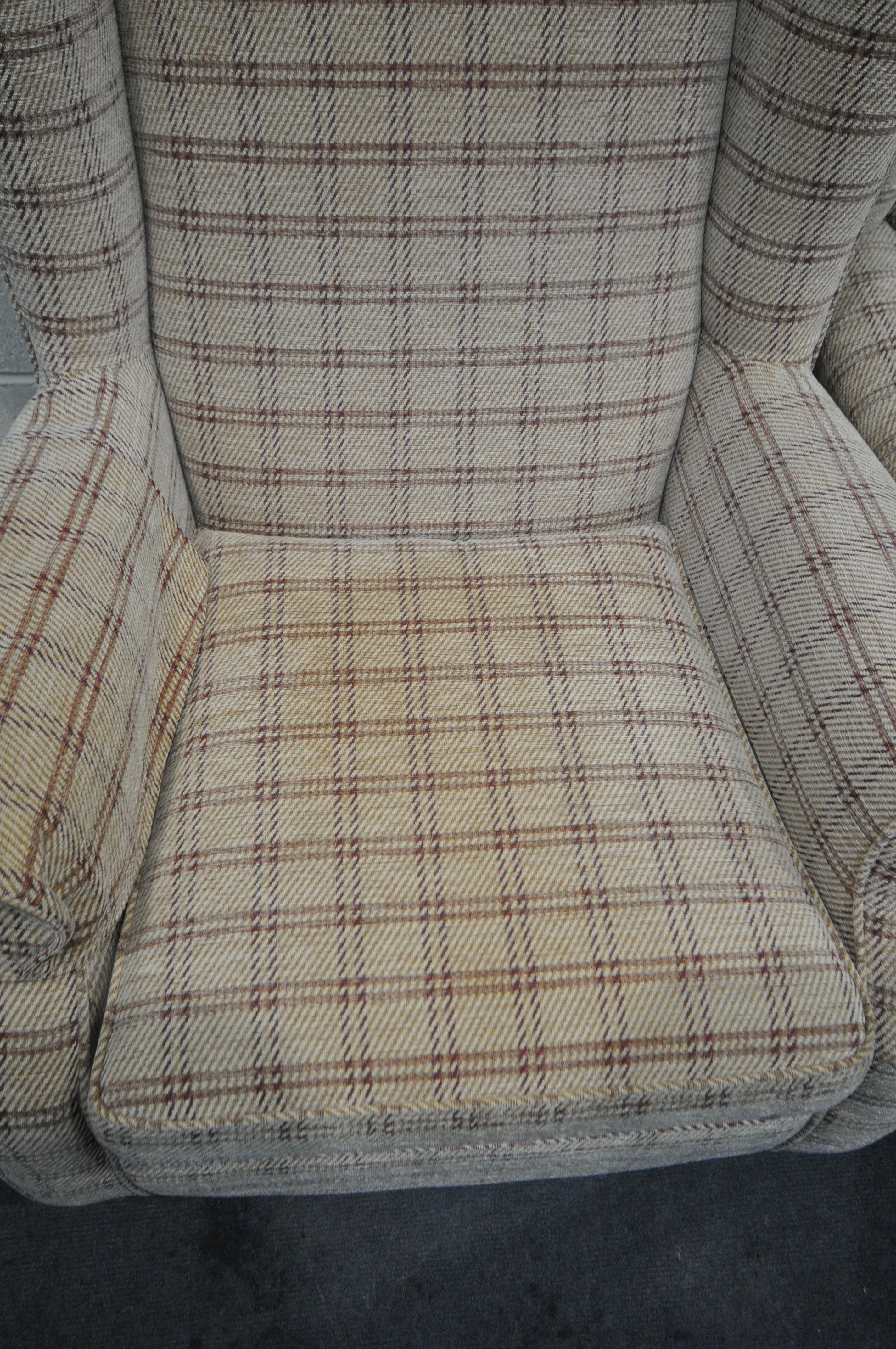A HSL BEIGE AND TARTAN FOUR PIECE LOUNGE SUITE, comprising a two seater sofa, length 120cm, two - Image 2 of 2