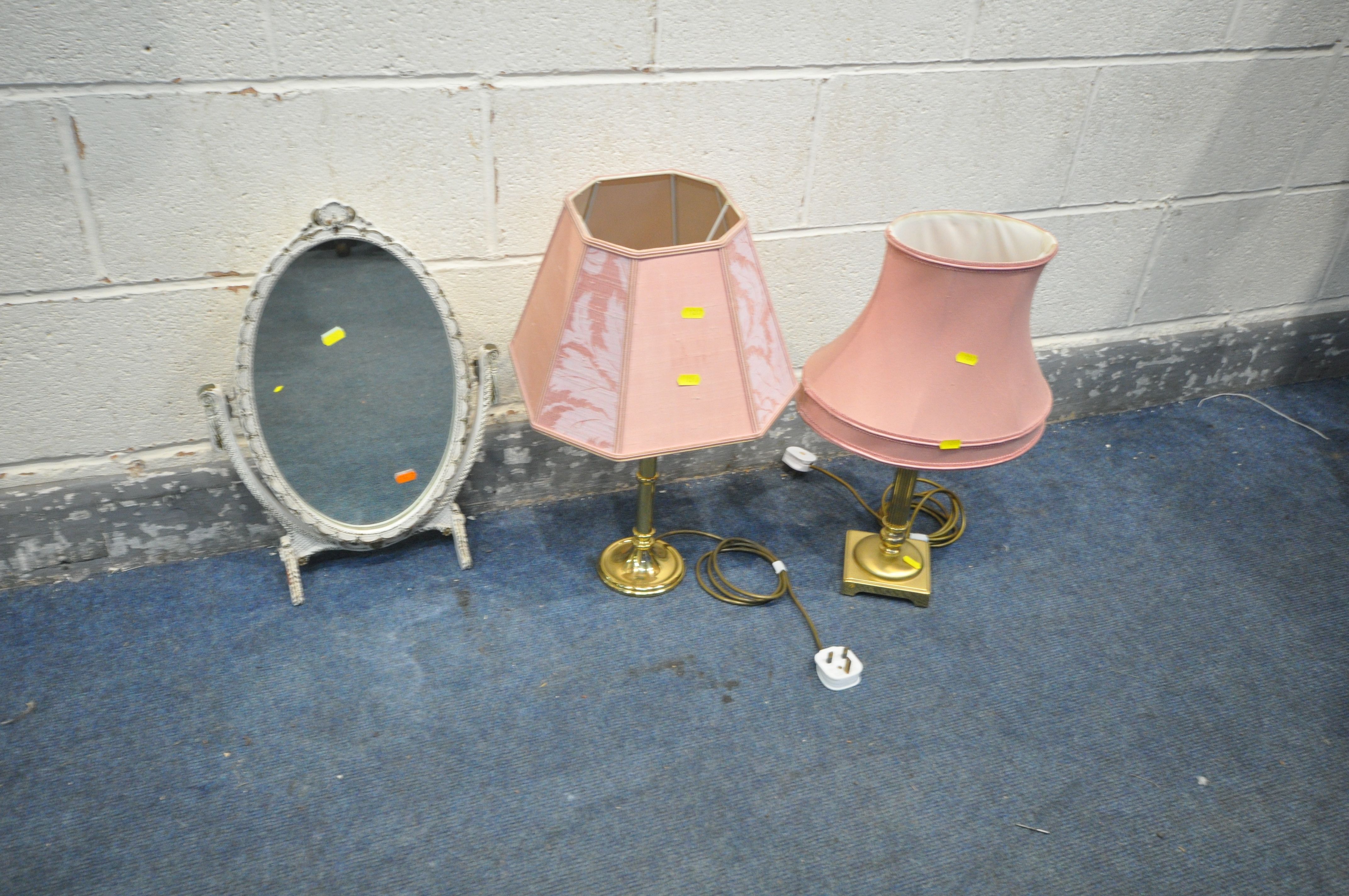 A SELECTION OF MIRRORS AND LIGHTING, to include a floral framed lead glazed wall mirror, with canted - Image 3 of 3