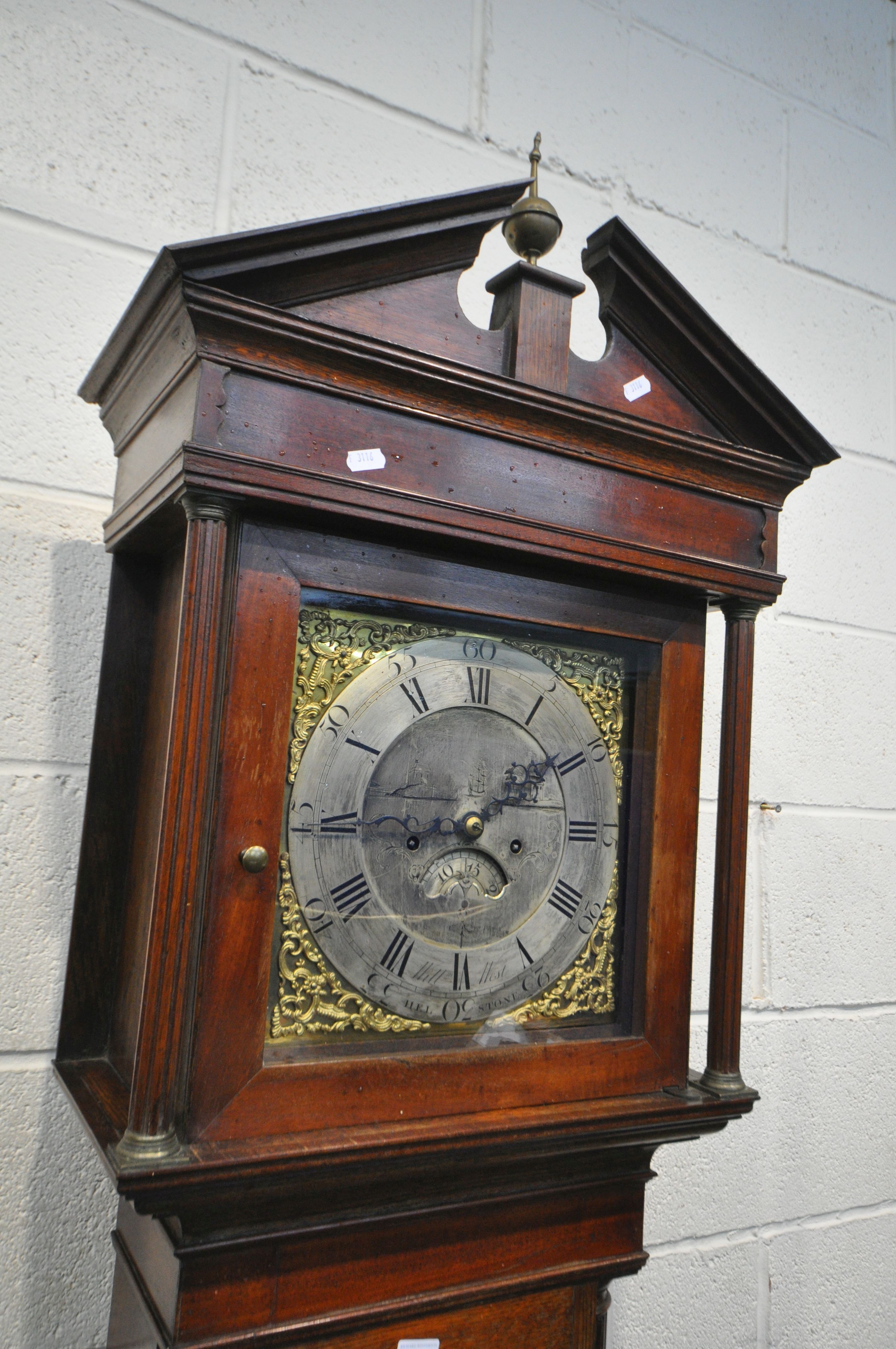 A WILLIAM WEST OF HELSTON, CORNWALL, A GEORGE III OAK AND MAHOGANY CROSSBANDED EIGHT DAY LONGCASE - Image 2 of 9