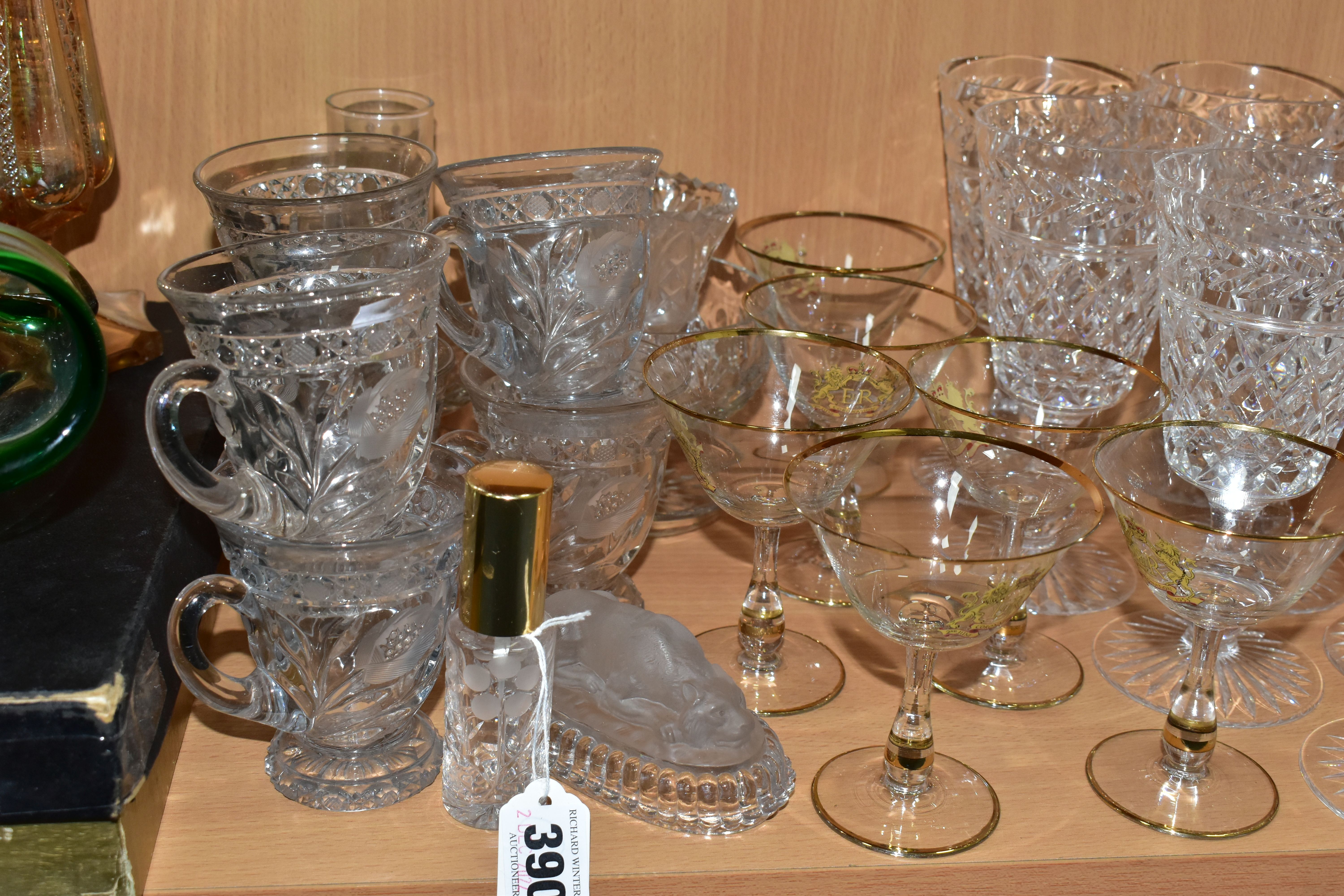 A GROUP OF CUT CRYSTAL AND OTHER GLASS WARES, to include a Stuart Crystal mallet form decanter and - Image 5 of 8