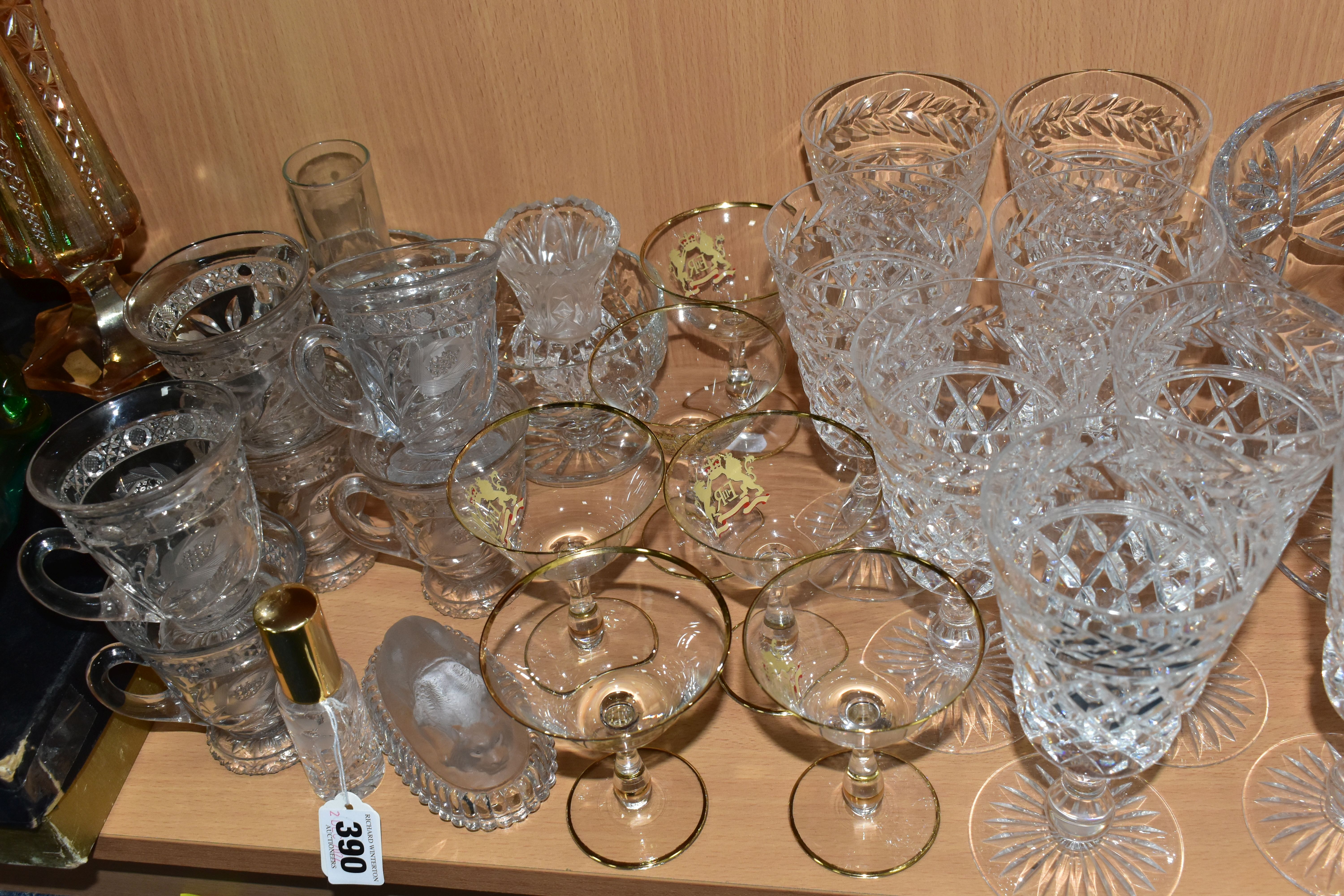 A GROUP OF CUT CRYSTAL AND OTHER GLASS WARES, to include a Stuart Crystal mallet form decanter and - Image 8 of 8