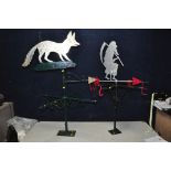 TWO BESPOKE WEATHERVANES, one depicting Old Father Time, 103cm high, the other depicting a Fox but