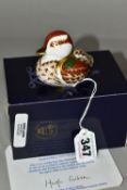 A ROYAL CROWN DERBY BOXED BAKEWELL DUCKLING PAPERWEIGHT, with a certificate of authenticity for an