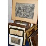 A SMALL GROUP OF PICTURES AND PRINTS ETC, to include a lithographic print after James Abbot McNeil