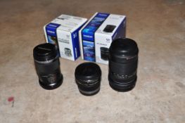 THREE OLYMPUS ZUIKO DIGITAL LENSES comprising of a 45mm f1.8 in box, an ED 40-150mm f4 in box and an