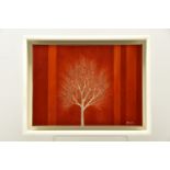 NAKISA SEIKA (JAPAN 1974) 'RED SKIES II', A SOLITARY TREE IN WINTER AGAINST AN ORANGE BACKGROUND,